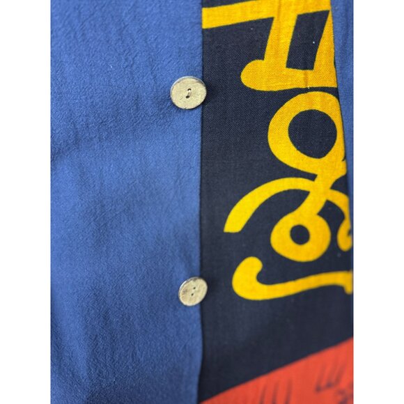 NEW Handmade M/L Blue Boho Chic Maxi Dress Button Detai Patterned Panel Cotton - Picture 5 of 11